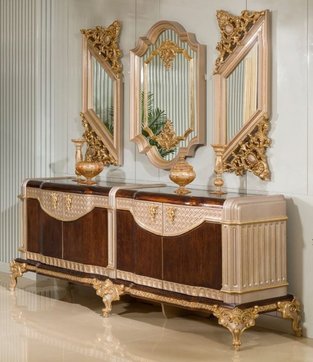 Prachtvolle Sideboard und Spiegel Kombination von Casa Padrino im Barock Stil